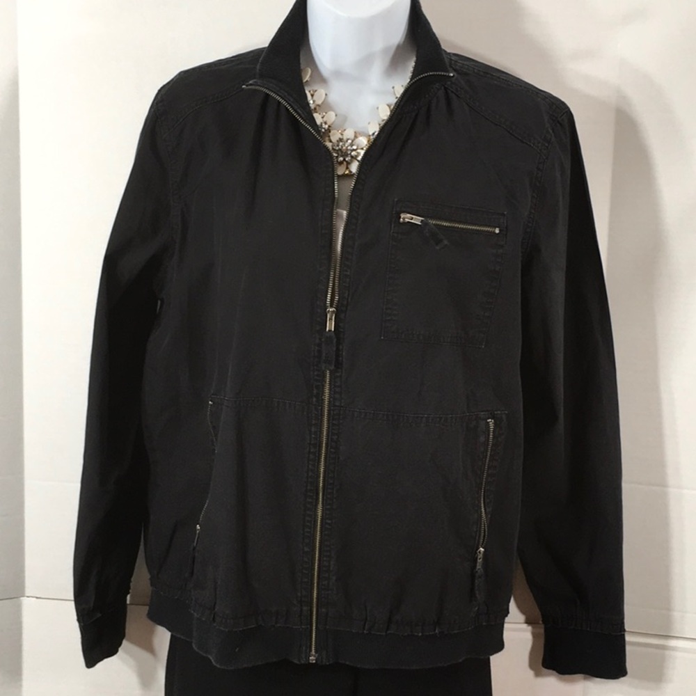 Chico’s Ltwt black cotton bomber jacket